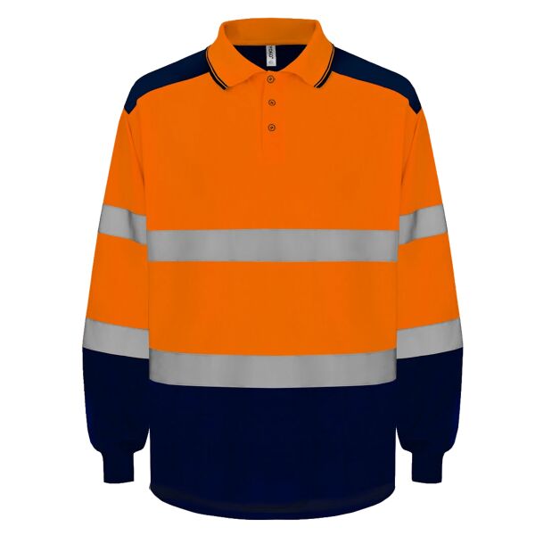 Yoko Two Tone Long Sleeve Polo Shirt Thumbnail