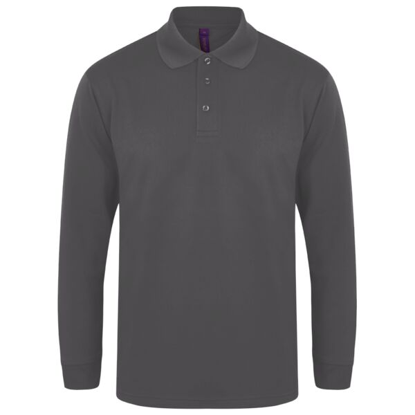 Henbury Unisex Long Sleeve Coolplus® Piqué Polo Shirt Thumbnail