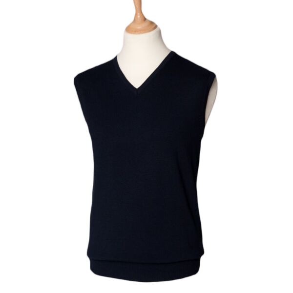 Henbury Lightweight Sleeveless Cotton Acrylic V Neck Sweater Thumbnail