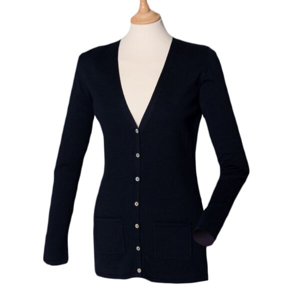 Henbury Ladies Cotton Acrylic V Neck Cardigan Thumbnail
