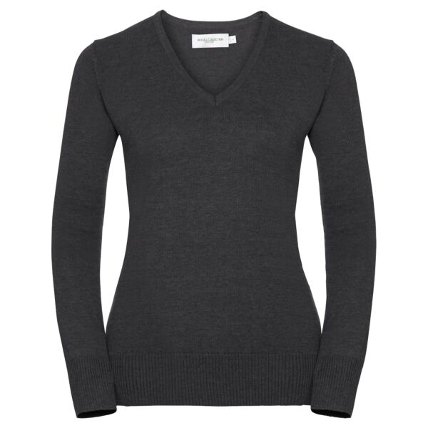 Russell Collection Ladies Cotton Acrylic V Neck Sweater Thumbnail