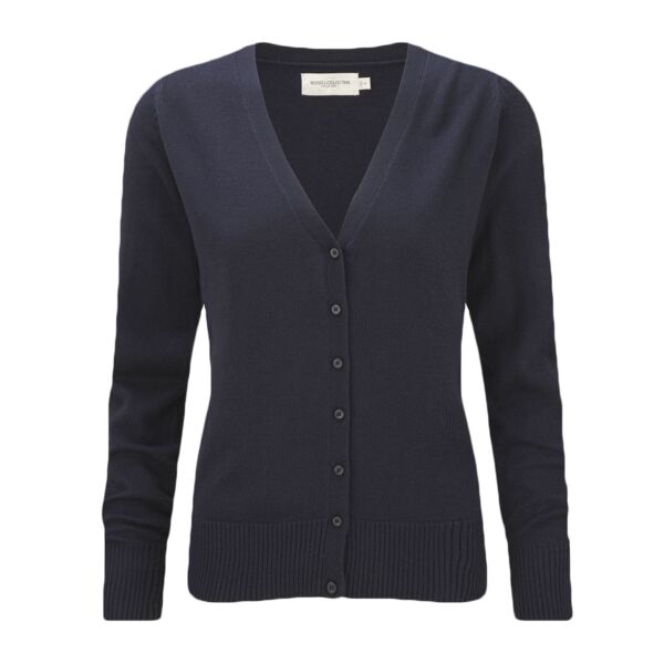 Russell Collection Ladies Cotton Acrylic V Neck Cardigan Thumbnail