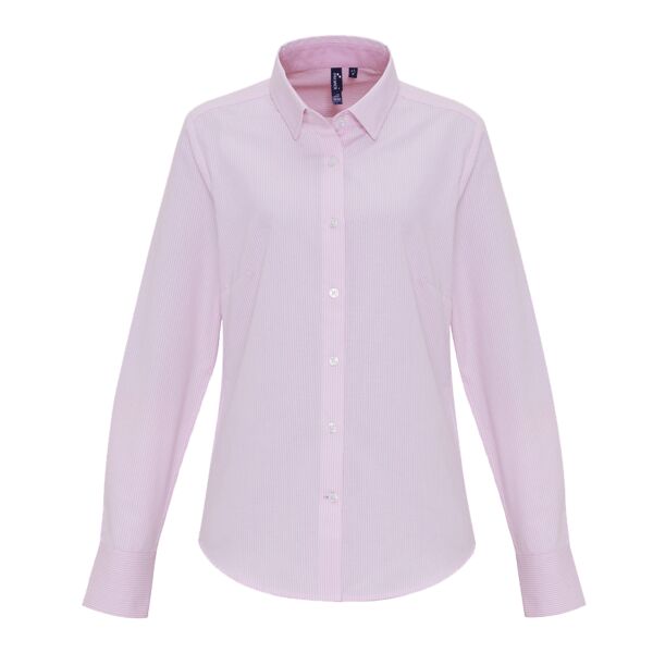 Premier Ladies Long Sleeve Striped Oxford Shirt Thumbnail