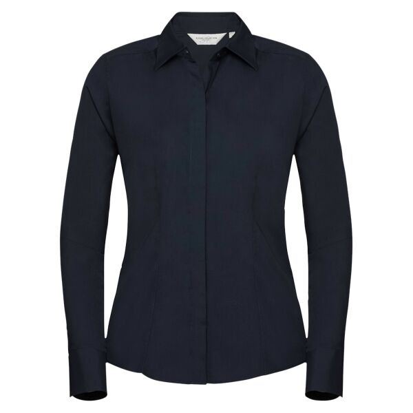 Russell Collection Ladies Long Sleeve Fitted Poplin Shirt Thumbnail